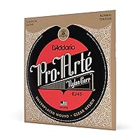 D'Addario EJ45 Pro-Arte Nylon Classical Guitar Strings, Normal Tension – Nylon Core Basses, Laser Selected Trebles - Offers Balance of Volume and Comfortable Resistance – 1 Set