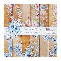 Vintage Floral Scrapbook Paper 6 x 6'', 24 Sheets Antique Old Looking Pattern Paper Cardstock Single-Sided Flower Decorative Craft Paper for Junk Journal Card Making Collage