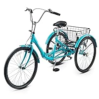 Viribus Foldable Adult Tricycle, 7 Speed Folding Tricycle for Adults with Large Detachable Basket, 3 Wheel Folding Bikes for Men Women Seniors, Adult Tricycle Folding 26 24 inch