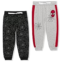 Marvel Spider-Man Boys 2 Pack Joggers with Drawstring for Toddlers and Big Boys – Blue/Red/Black/Grey