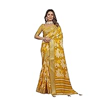 Elina fashion Sarees For Women Cotton Silk Woven Saree l Indian Wedding Gift Sari with Unstitched Blouse