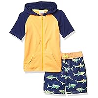 Boys' Swimwear, Navy Shark, XS