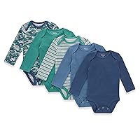 Hanes Baby Long Sleeve Bodysuit, Ultimate Flexy Bodysuits Boys & Girls, 5-Pack