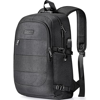Tzowla Travel Laptop Backpack Water Resistant Anti-Theft Bag with USB Charging Port and Lock 15.6 Inch Computer Business Backpacks for Women Men Work College Gift,Casual Daypack
