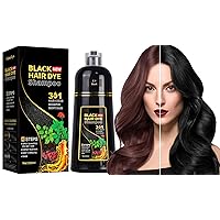 Instant Hair Dye Shampoo 3 in 1 for Gray Hair Coverage-Herbal Ingredients Black Hair Color Shampoo-Black Hair Dye for Women & Men Hair Dye Coloring in Minutes (Black)