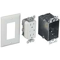 Legrand - OnQ Duplex Outlet Kit Provides Power and Surge Protection to Networking, Power Outlet Kit with Recessed Outlet Compatible with Standard Knockouts, Recessed Power Outlet, 36456902V1