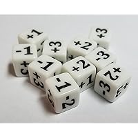 10x White Minimalist Counter Dice for Games Like Magic: The Gathering (10mm)