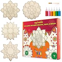 Ryri Rangoli Mandala Sand Art Kit - Create a Beautiful Art with Our Rangoli Kit - 6 Vibrant Rangoli Powder Colors with Brush Included - Reusable Rangoli with Sand for Adults and Children