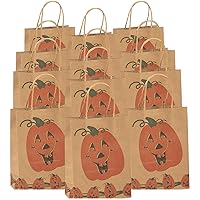 HALLOWEEN BROWN PAPER GIFT BAGS - Party Supplies - 12 Pieces