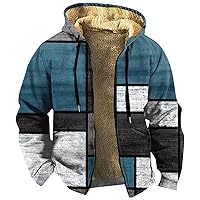 Mens Winter Jacket Western Aztec Fuzzy Jacket Zip Up Fleece Sherpa Lined Jackets Sweatshirts Trendy Warm Coat
