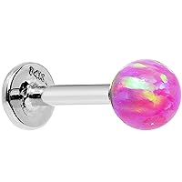 Body Candy 14k White Gold 5mm Pink Synthetic Opal Labret Monroe 14 Gauge 5/16