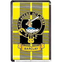 Barclay Clan Tartan Fridge Magnet with Scottish Clan Crest on Clear Acrylic Base