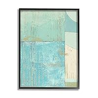 Stupell Industries Seafoam Blue Abstract Rustic Shapes Geometric Collage, Designed by Suzanne Nicoll Black Framed Wall Art