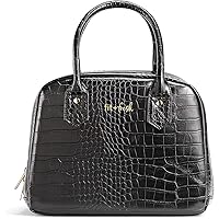 Fit & Fresh Lunch Bag For Women, Insulated Womens Lunch Bag For Work, Leakproof & Stain-Resistant Large Lunch Box For Women With Faux Croc Leather, Two Handles, Zipper Closure Croc Bag Black