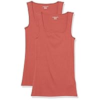 Amazon Essentials Women's Slim Fit Square Neck Tank, Pack of 2