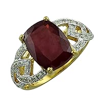 CARILLON Ruby Gf Cushion Shape 14X10MM Natural Earth Mined Gemstone 10K Yellow Gold Ring Unique Jewelry for Women & Men