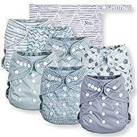 Nora's Nursery Cloth Diaper Cover, Washable Reusable Diaper Cover with Snap Closure, Cloth Diaper Shell for Prefold, Flat or Fitted Cloth Diaper Inserts, Wet Bag Included, Something Blue