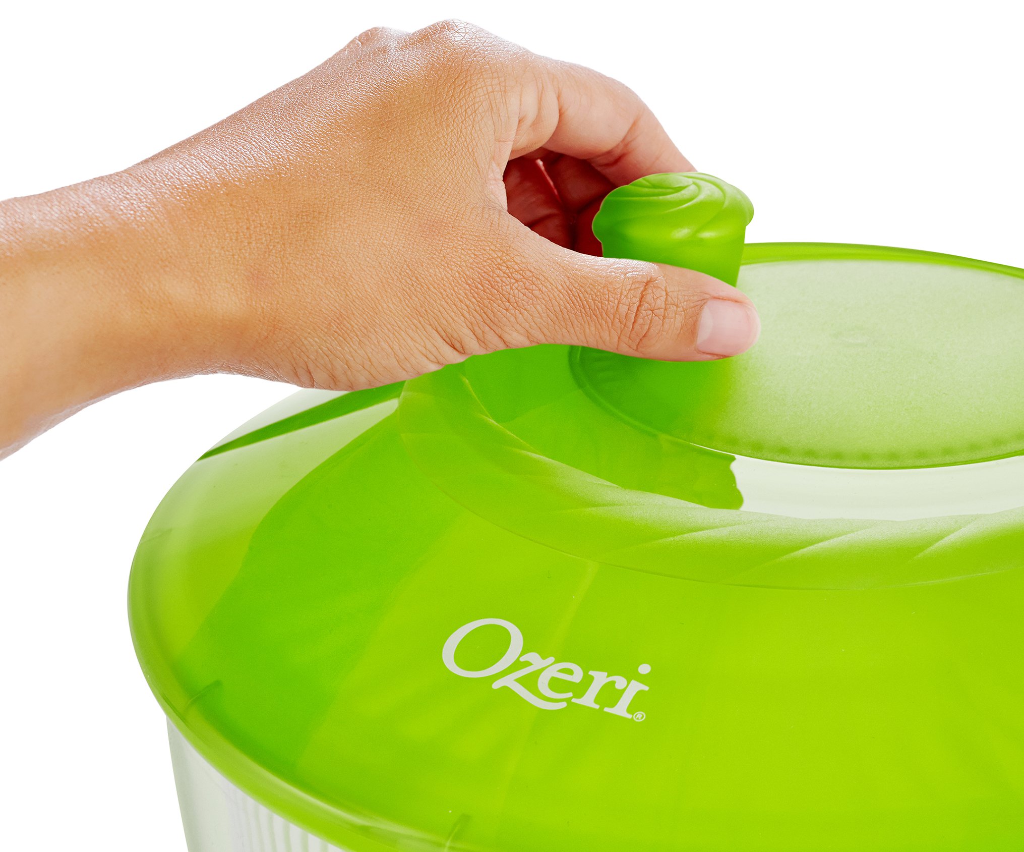 Ozeri Italian Made Fresca Salad Spinner and Serving Bowl, BPA-Free, Green, 4.4 qt