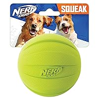 Rubber Ball Dog Toy with Squeaker, Lightweight, Durable and Water Resistant, 4 Inch Diameter for Medium/Large Breeds, Single Unit, Green
