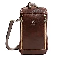 Time Resistance Leather Crossbody Bag - Brown Sling Bag - Messenger Bag for Men and Women - Handmade Shoulder Bag Backpack