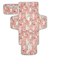 Llama Cactus Jungles Portable Diaper Changing Pad for Baby Waterproof Foldable Changing Mat Diaper Changing Station with Built-in Pillow for Travel Park Picnic Shopping