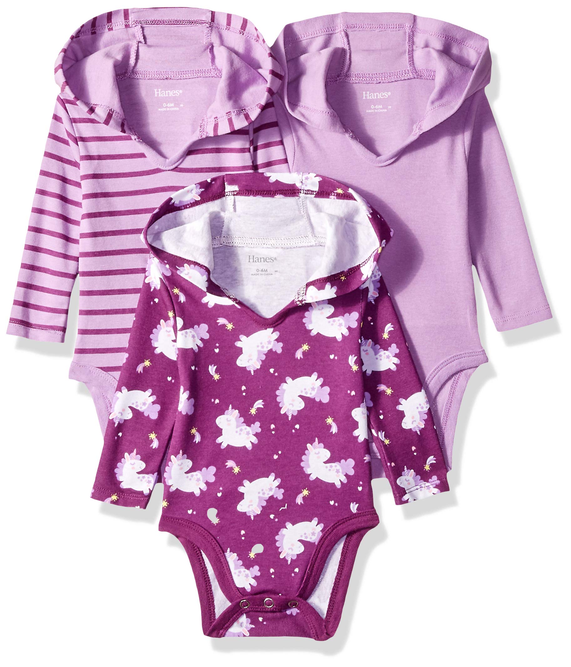 Hanes Baby Bodysuits, Ultimate Baby Flexy Hoodie Infant Bodysuits, 3-Pack
