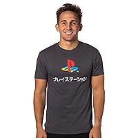 Playstation Men's Game Console Logo Katakana Design Adult Graphic T-Shirt