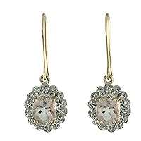 Morganite OVAL Shape Gemstone Jewelry 10K, 14K, 18K Rose Gold Drop Dangle Earrings For Women/Girls