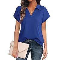 Vivilli Women's Tops and Blouses Short Sleeve Business Casual Collared Tunic Shirt