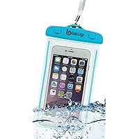 Universal Dry Bag Waterproof Phone Case Glow in The Dark Pouch Clear Transparent Sealed Heavy Duty Silicone Protection for Samsung iPhone HTC LG iPhone 7 Camera Multi-Media Devices-Neon Blue