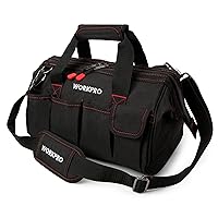 WORKPRO 14-inch Tool Bag, Multi-pocket Tool Organizer with Adjustable Shoulder Strap, W081021A , black