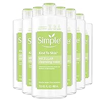 Simple Kind to Skin Cleansing Water Cleanser and Makeup Remover for All Skin Types Micellar Boosts Skin's Hydration by 90 percent 13.5 oz, Pack of 6 (Packaging May Vary)