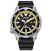 Citizen Men's Promaster Dive Fugu Automatic Stainless Steel Watch, Black Polyurethane Strap, ISO Compliant, Black Dial (Model: NY0130-08E)