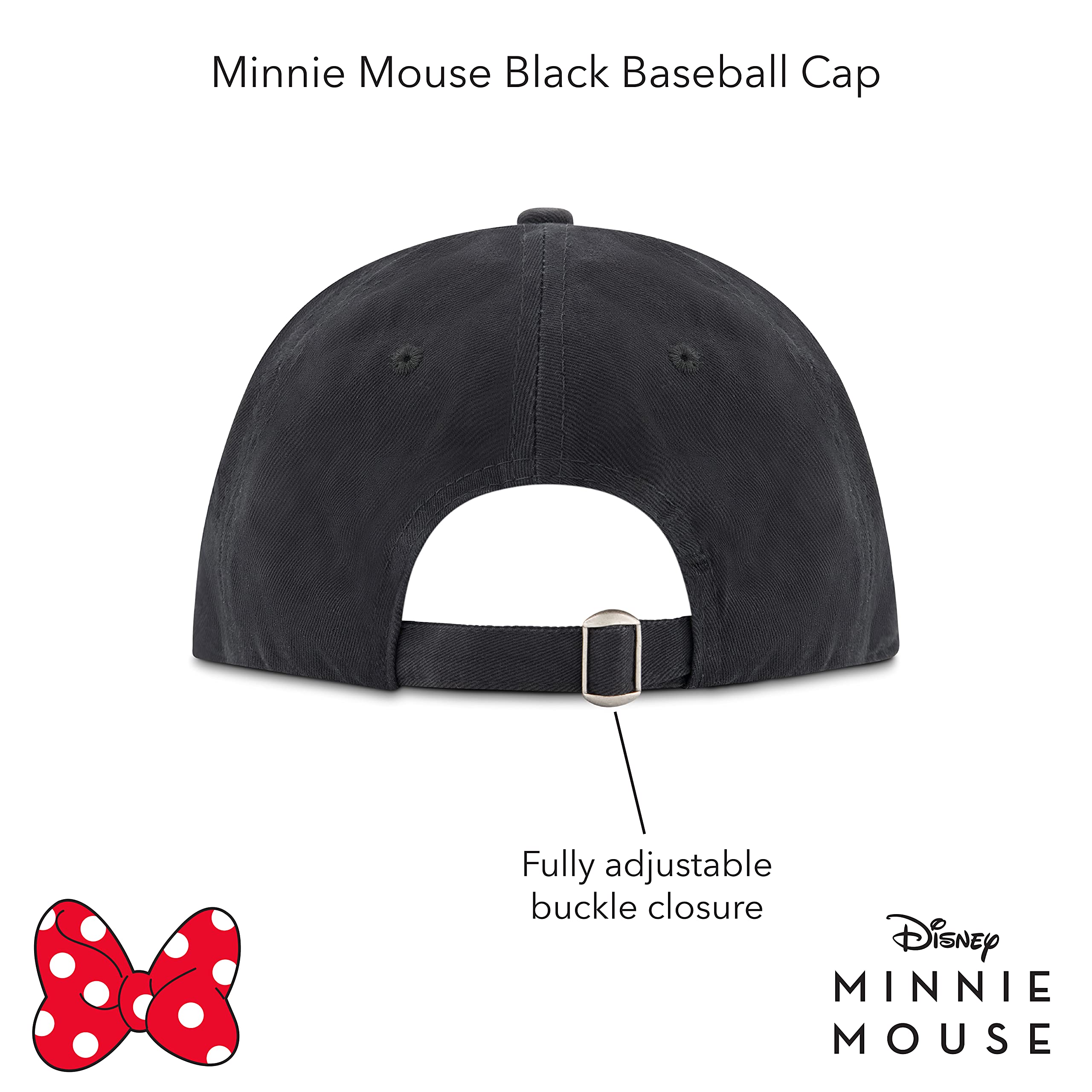 Concept One unisex-adult womens Concept One Disney's Minnie Mouse Bows Embroidered Cotton Adjustable Dad Hat With Curved Brim