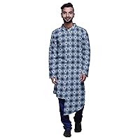 Party Wear Kurta Set for Men Mandarin Collar Ethnic Printed Kurta Pajama