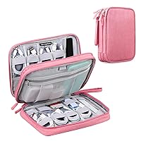 Large Electronics Organizer, Travel Accessories Cord Pouch for 7.9 Inch Tablet, Cables, Charger, Power Adapter, 2 Layers (Rosy Pink)