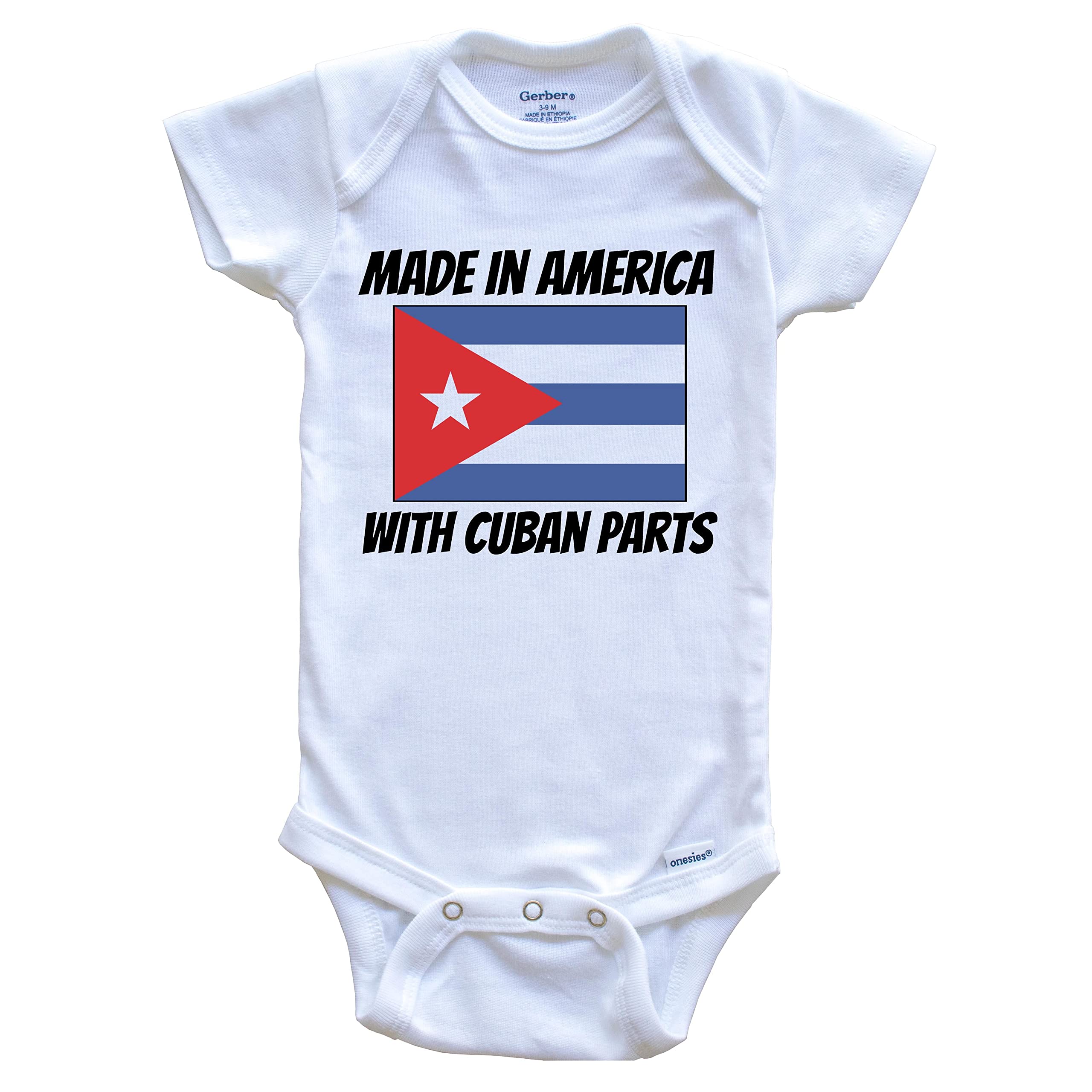 Made in America with Cuban Parts Cuba Flag Funny One Piece Baby Bodysuit