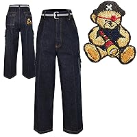 Boys Toddler Teen Denim Jeans Pants Belt Pirate Bear 2-14 Yrs