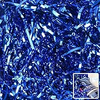 150 Gram Sparkly Iridescent Film PP Hamper Shreds & Strands Shredded Crinkle Confetti for Gift Wrapping & Basket Filling & Gift Box filler Crinkle Cut Paper Shred Filler-Blue