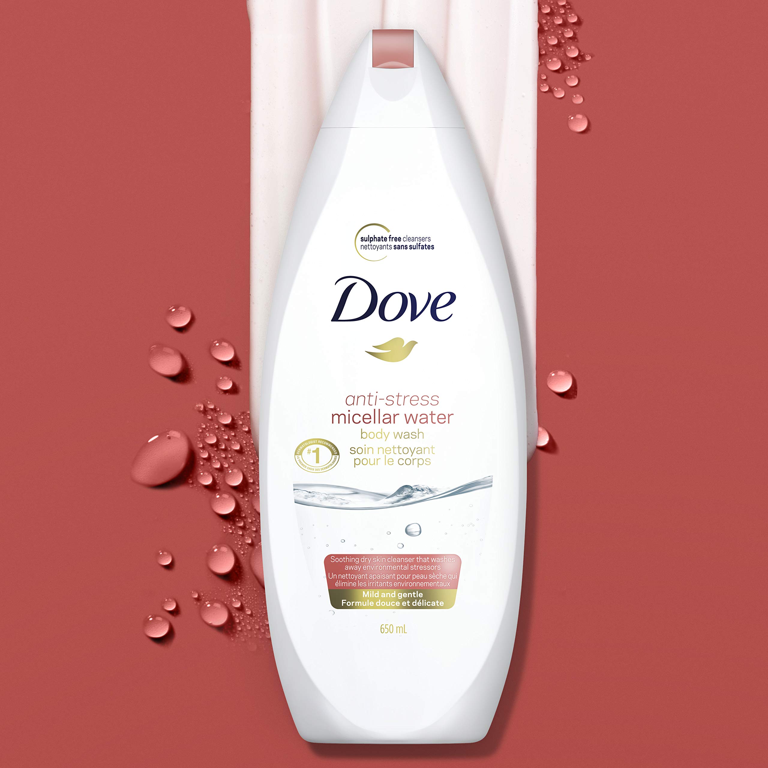 Dove Body Wash for Calming Sensitive Skin Micellar Anti Stress Cleanser That Effectively Washes Away Bacteria While Nourishing Your Skin 22 oz