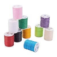 LiQunSweet 10-Colors 10m/roll 0.7mm Thickness Waxed Cotton Cord Thread Beading String for Friendship Bracelet Necklace Jewelry Making Crafting Beading Macrame