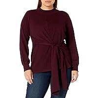 City Chic Women's Plus Size Knit with Cuff Detail and Knot Tie Front