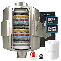 SparkPod High Output Shower Filter Capsule - Suitable for People with Sensitive and Dry Skin and Scalp, Filters Chlorine and Impurities | 1-min Install (Elegant Brushed Nickel)