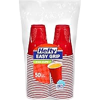 Hefty Easy Grip Plastic Party Cups (Red, 9 Ounce) 50 Count (Pack of 1)