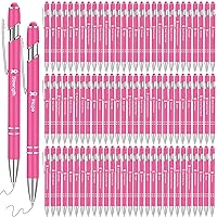 100 Pcs Breast Cancer Awareness Pens Pink Ribbon Pens with Stylus Tip Retractable Black Ink Metal Ballpoint Pens Breast Cancer Gifts Bulk for Charity Recognition Public Event Fundraiser