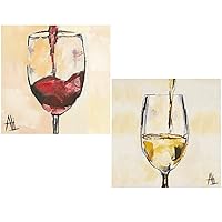 Wine Themed Beverage Napkins Pack 40CT | (2) 20CT Red and White Wine Design Paper Cocktail Napkins