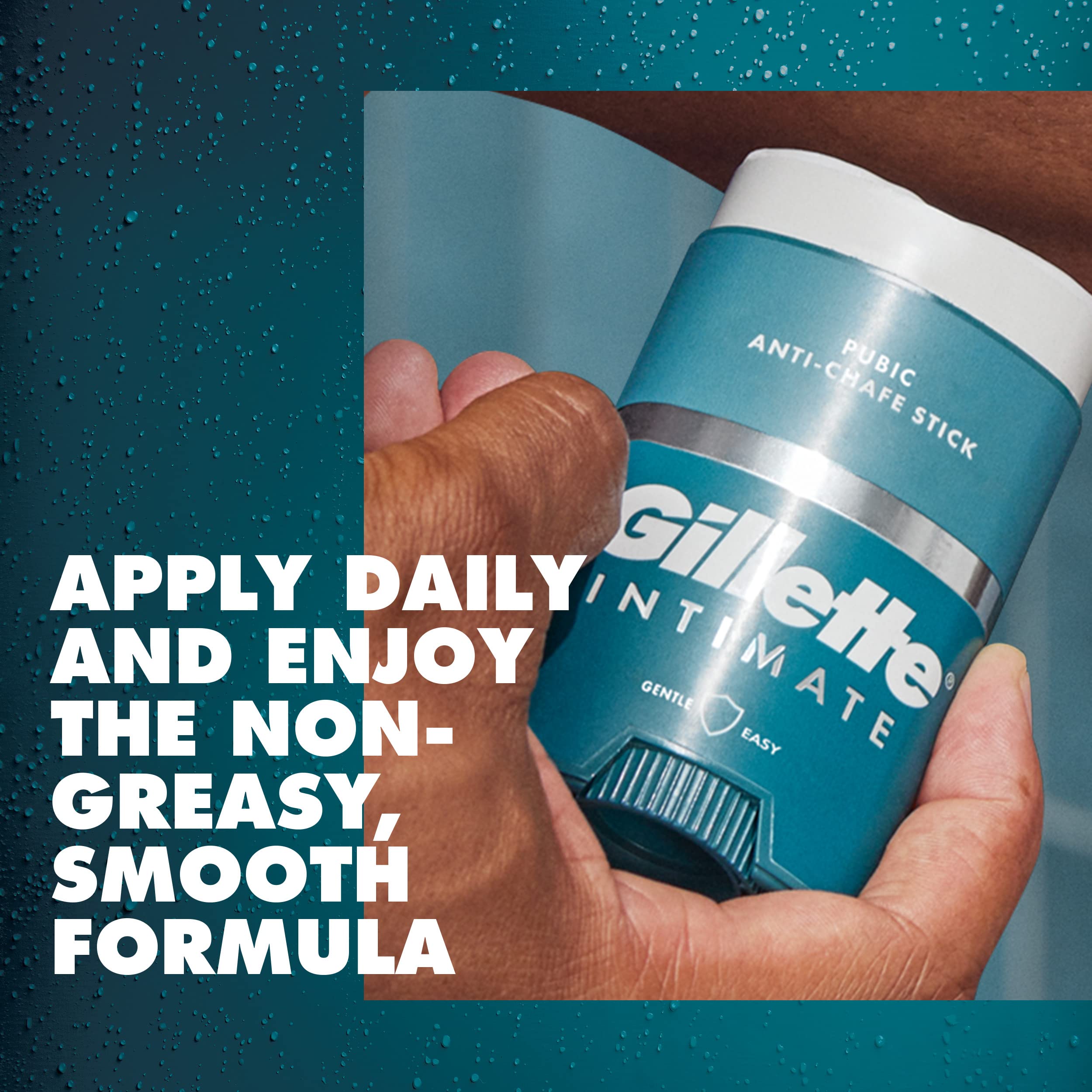 Gillette Intimate Pubic Anti-chafe Stick, Reduces Rubbing and Irritation, Pubic Anti-Chafing For Men, Easy Application, Dermatologist Tested