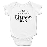 And Then There Were Three Baby Dog Pregnancy Announcement Bodysuit | Baby Shower Reveal Romper | Coming Soon Surprise Gift White Newborn