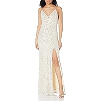 Speechless Women's Sequined Evening Dress with Split Front, Ivory, Small