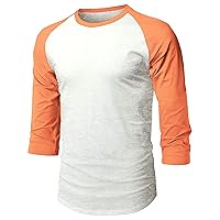 MX Mens Baseball Raglan 3/4 Sleeve Casual Basic Plain T Shirts